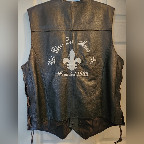 Black Leather Vest with Embroidered Accents - Picture 6 of 7